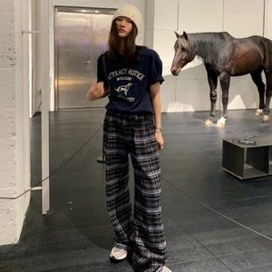 NWT wide leg tweed dad pants black&navy&golden tweed